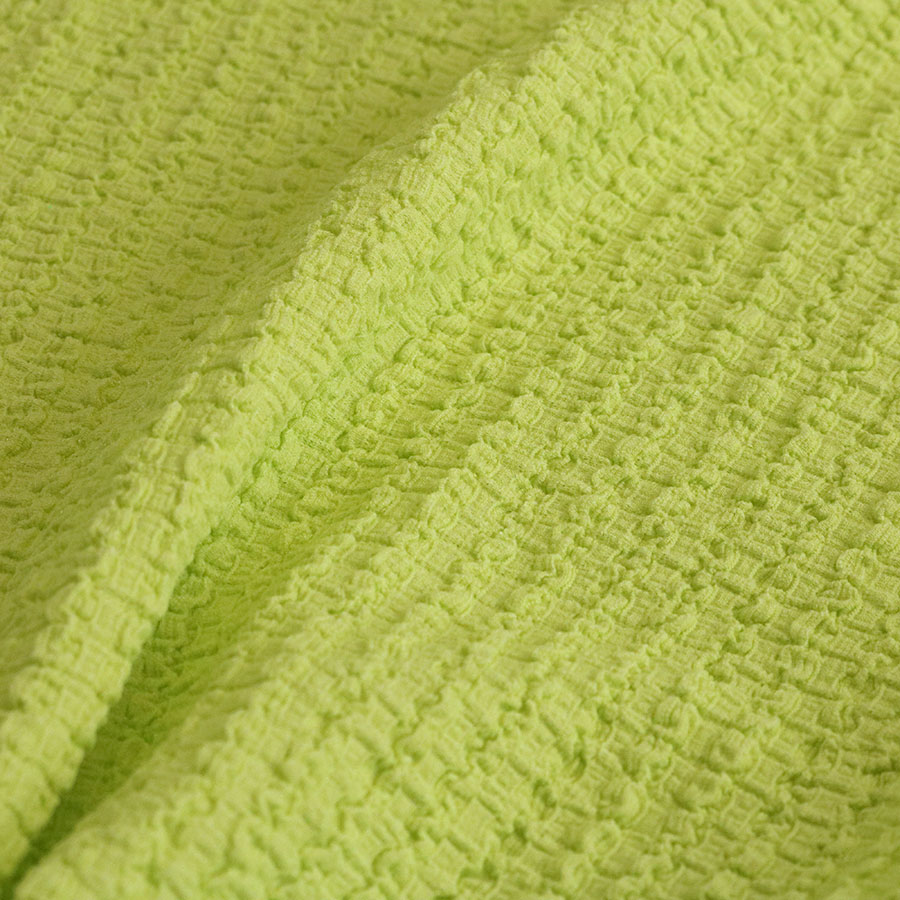 Wrinkle Warp Knitting Polyester Grass Green Bubble Stretch Fabric